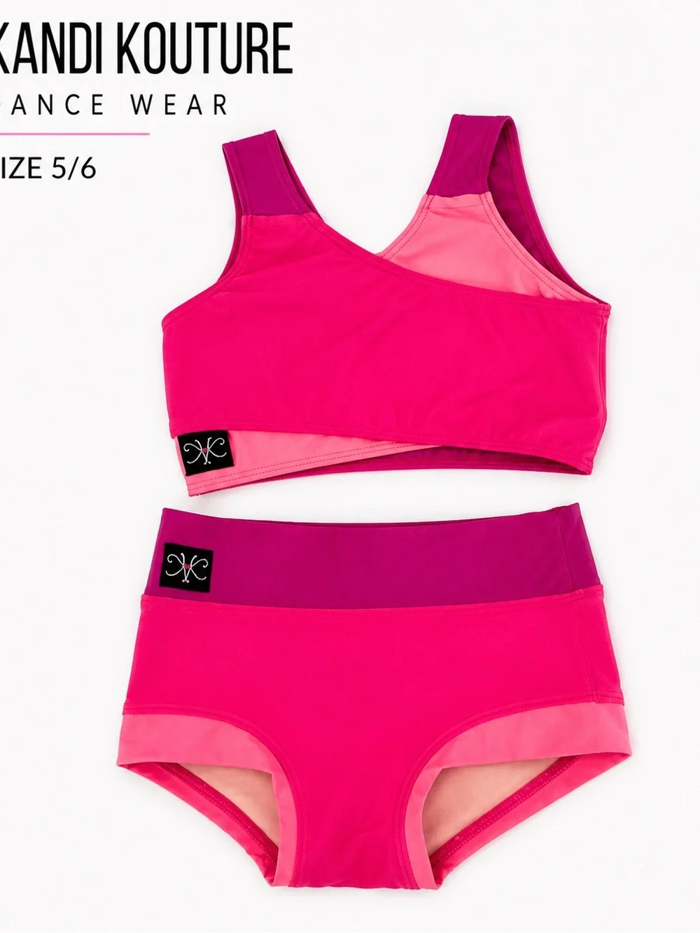 Kandi Kouture Floral Mesh Dance Crop & Pink Shorts Set - Size 5/6